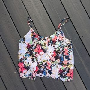 Material Girl High-Low Watercolor Floral Tank